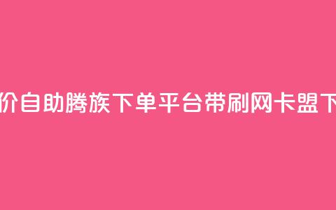 ks超低价自助腾族下单平台 - qq带刷网卡盟 第1张